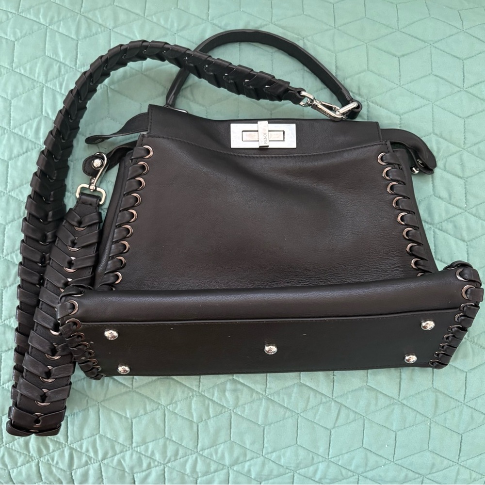 Fendi Black Crossbody Bag with Silver Accents